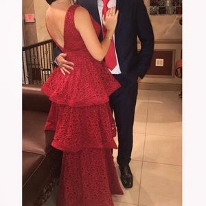 Red multi tiered dress